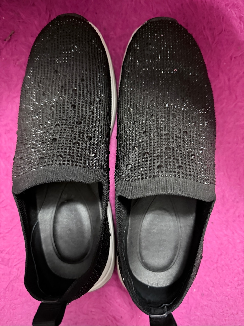 Slip-On Black Sparkle Athletic Sneakers for Women